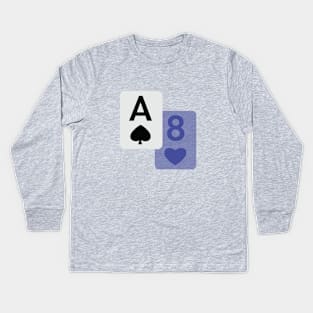 blue and white Aces and Eights Kids Long Sleeve T-Shirt